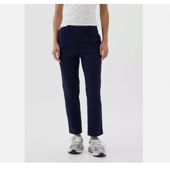 GAP Mid Rise Downtown Khakis Navy Blue Soft Stretch Twill Pants 6 PETITE NWT - Picture 2 of 9